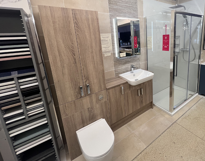 Bardolino Oak bathroom furniture display