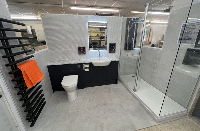 Avalon Senza Handleless in Charcoal display in our showroom